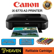 Canon PIXMA iX6770 A3+ Printer with refillable ink cartridge with ink