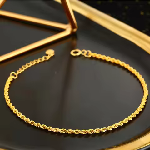 Real 18K Gold Twisted Chain Bracelet Pure AU750 Rope Chain Women's Bracelet Classic Fashion Fine Jew