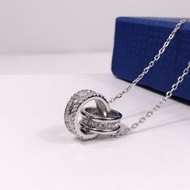 New Arrival Trendy Swarovski Double Ring Transfer Bead Necklace Female Swarovski Elements Crystal Cl