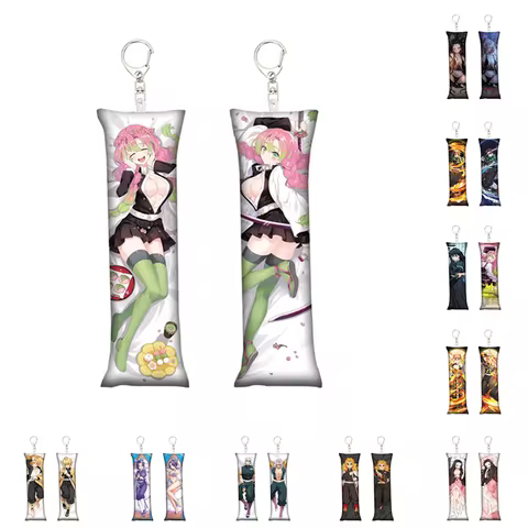 Anime Demon Slayer Kanroji Mitsuri Key Chain Cosplay Nezuko Rengoku Mini Dakimakura Pillow Case Hugg