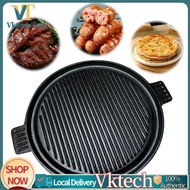 【Fast Delivery】Cast Iron Grill Plate Flat & Ridged Skillet Pan with Handles Frying Pan Multifunction