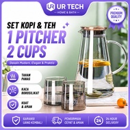 UR TECH Heat Resistant Glass Water Jug 1.8L with 2 Cups - GX18