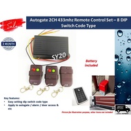 Autogate Door Wireless Remote Control Set - 2 Channel 433mhz Dip Switch Code Type (2CH 433 Remote Se