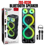 ZQS-8238 Bluetooth outdoor Speaker Dual 8 Inch Portable Karaoke Speaker colorful LED light wireless 