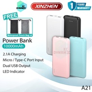 Xinzhen A21 10000mAh Powerbank Slim Pawer Bank 2.1A Dual USB Bank Kuasa Portable Power Bank Xinzhen 