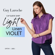 Guy Laroche  เสื้อเชิ๊ตผู้หญิง ไลท์ ลินิน แขนล้ำ สีม่วง (G9T3VI)