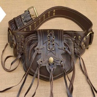 Bohemian Medieval Gypsy Pouch Viking Pocket Belt Leather Wallet Steampunk Pirate Shaman Costume