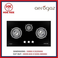 Aerogaz AZ-933F 3-Burner Glass Hob