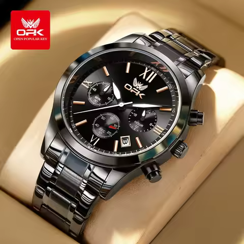 OPK brand new fashionable steel strip waterproof quartz watch men's watch 6052