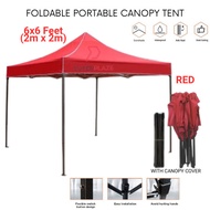 Red 6x6 Feet Folding Canopy Tent Kanopi Bazar Pasar Malam Payung Niaga Khemah Folding Tent