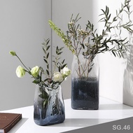 ☸Nordic Creative Hammer Glass Vase Ornament Flower Arrangement Living Room TV Cabinet Table Top Home Decoration Hydropon
