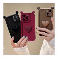 Cute 3D Cartoon Ear Love Heart Girl Casing For OPPO R11 R11S RENO 2 3 4 5 6 Pro Plus Soft INS Fashion Design Bumper Phone Case