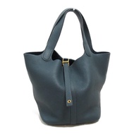 HERMES Picotin Lock 中型手提包U 060991CC Taurillon Clemence Vert cypres GHW