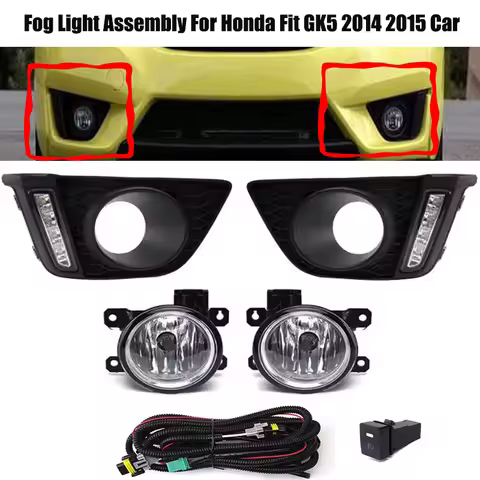 Fog Light Assembly For Honda Fit GK5 2014 2015 Car Front Fog Lamp Cover Grille Wiring Harness Switch