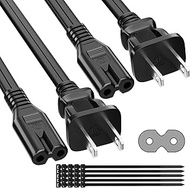 Power Cord 2 Feet (2 Pack), AC Power Cable, 18AWG, 7A, 125V, 2 Prong TV Power Cable Replacement, for