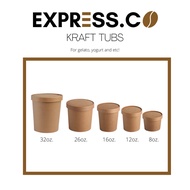 50 PCS KRAFT TUB WITH LID 8/12/16/26/32 OZ GELATO SOUP YOGURT CONTAINER FOOD STORAGE CONTAINER