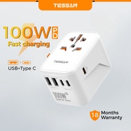 TESSAN 100W PD GaN Travel Adapter Worldwide Fast Charge Adapter Power Adapter with USB C Travel Plug