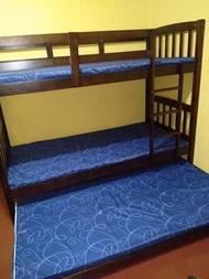 BUNK BED WOODEN SINGLE DOUBLE DECK WITH OR WITHOUT PULL OUT AND URATEX FOAM