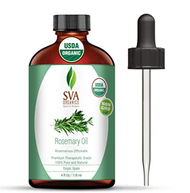 SVA Organics Rosemary Essential Oil Organic USDA 4 Oz 100% Pure &amp; Natural, for Hair, Skin, Massage and Aromatherapy