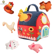 Baby Toy for 6 Month Stuffed Farmhouse Montessori Sensory Toy with Crinkle Paper Bell SHOPSBC9003