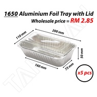 1650/4573-P Aluminium Foil Tray With Lid Cover (5 pcs) Wholesale Disposable Cake Container Bekas Alu
