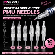 PMU Screw Cartridge Needles 1RL 3RL 5RL 5F 7F Universal Permanent Makeup Needle for Eyebrow Lip Mach