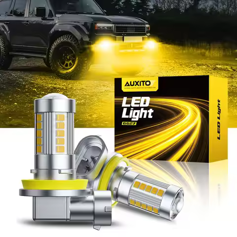 AUXITO 6G27 Fog Light H8 H9 H11 H16JP 9006 HB4 LED Canbus 3000k Yellow 12V Fog Lamp With Lens 360 Mi