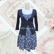 Mididress one set with cardigan knit y2k floral feminine coquet fatal frame grunge fairy kawaii slim