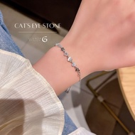 YY.Fashion Cat's Eye Stone Real Silver Bracelet Lucky Women's Fashion S016
