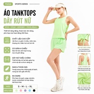 Women's aerobic yoga gym drawstring tanktops TX224, soft 4-way stretch, flattering gym yoga pickleba