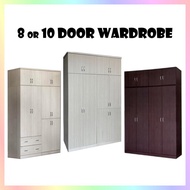 8 DOOR OR 10 DOOR WARDROBE WITH TOP CABINET CUPBOARD (FREE INSTALLATION)