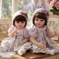 55CM Rebirth Doll Long Hair Girl Cross-Border Full Glue Simulation Baby Doll Dress Up Game Accompany