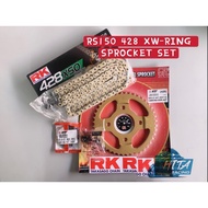 RK XSO KLW XRING 428 RS150 RSX150 REAR SPROCKET SETS XW-RING CHAIN RK GOLD HARDEN STEEL