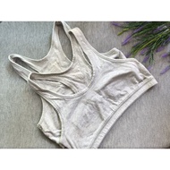 Sports Bra (Forward) Size M Gray 2 Pieces Slip-On Style No Sponge Can Be Added. Under The Chest 26" 
