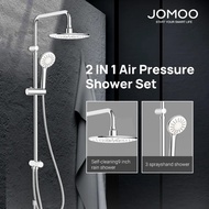 JOMOO Rain Shower Set with Diverter 9 Inches Ultrathin Rainfall Shower Faucet Set Shower System for