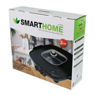 เตาปิ้งย่างเอนกประสงค์หร้อมหม้อสุกี้ Smart home Electric Grill With Pot 2 in 1 Square SM-EG1802 อาหารไม่ติดกระทะ ล้างออกง่าย เลข มอก. 1641-2552