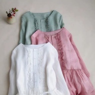 linen dress classy dress Foreign Trade Japanese and Korean Original Single Tail Cut Label Clearance 