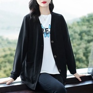 เสื้อคลุมคาร์ดิแกนแบบใหม่ฤดูใบไม้ผลิและฤดูใบไม้ร่วงเสื้อสเวตเตอร์คุณแม่อำพรางหน้าท้องไซส์ใหญ่ผู้หญิง