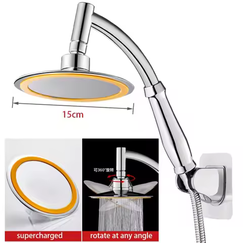 6 Inch High Pressure 360 Degrees Rotation Large Round Big Rainfall Sprayer Bathroom Hand Held Shower
