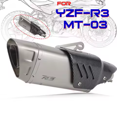 For Yamaha YZF-R3 R25 250 300 MT03 51mm Slip-on Exhaust Middle Link Pipe Muffler Escape M1 Silencer 