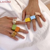 CURTES Resin Rings Chunky Punk Candy Color Marbling Solid Color Korean Fashion Jewelry