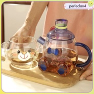 [Perfeclan4] Glass Water Jug with Glass Cup, Glass Tea Jug, Kettle, Heat Resistant Creative Water Ju