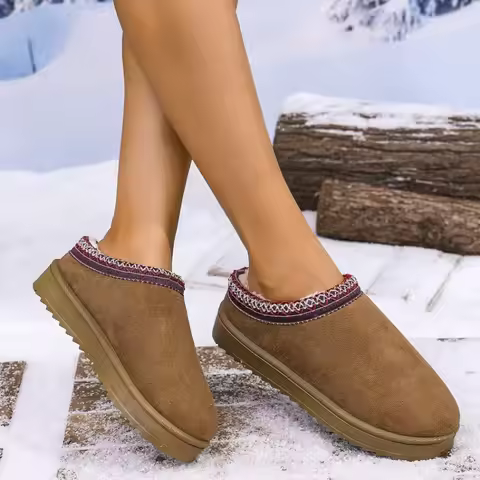 Winter 2025 New Cashmere Warm Thick Sole Heelless Covered Half Mop Cashmere Warm Uggs