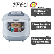 Hitachi Rice Cooker (1.8L / 10 Cups) 10-Auto Menu &amp; Mode + Double Cook Non-Stick Inner Pot Digital Rice Cooker RZ-D18XFY