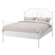 IKEA LEIRVIK 白色鐵架 雙人加大床框 附床底板條 無床墊