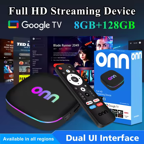 ONN Android 13 TV Box Upgrade Old TV to Smart Google TV 8GB+128GB WiFi6 BT5.4 4K HDMI2.0 Voice Remot