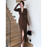 summer Fitted long brown dress for woman plus size civil wedding gown cocktail dress formal elegant