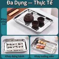 Tea tray, 2-layer cup tray 27x36cm, with drain compartment, super durable stainless steel material -