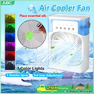 3 in 1 USB Mini Portable Fan Air Cooling fan Aircond Humidifier Purifier Mist Cooler with 7 LED Light Kipas USB冷风机
