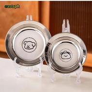 EASTSPH Mini Plates, 304 Stainless Steel Shockproof Round Plates, Cartoon 14/16CM Reusable Tableware
